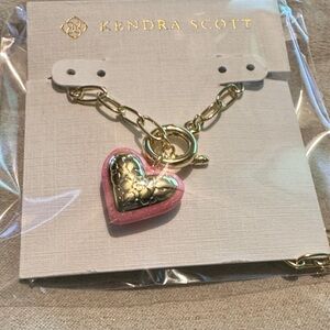 Kendra Scott Gold Chain with Pink Heart Pendant